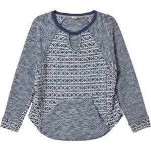 Roxy Sweater Women XS/Small Navy White Y2K Oversized Marled Geometric Boho